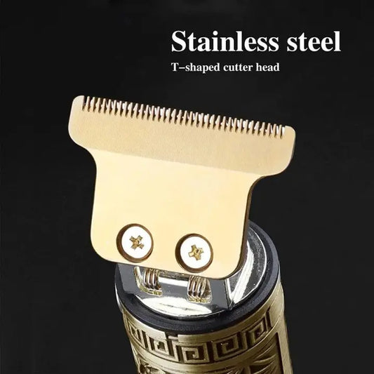 Vintage T9 Professional Hair Trimmer – USB Rechargeable Cordless Clipper for Men (Metal Body)