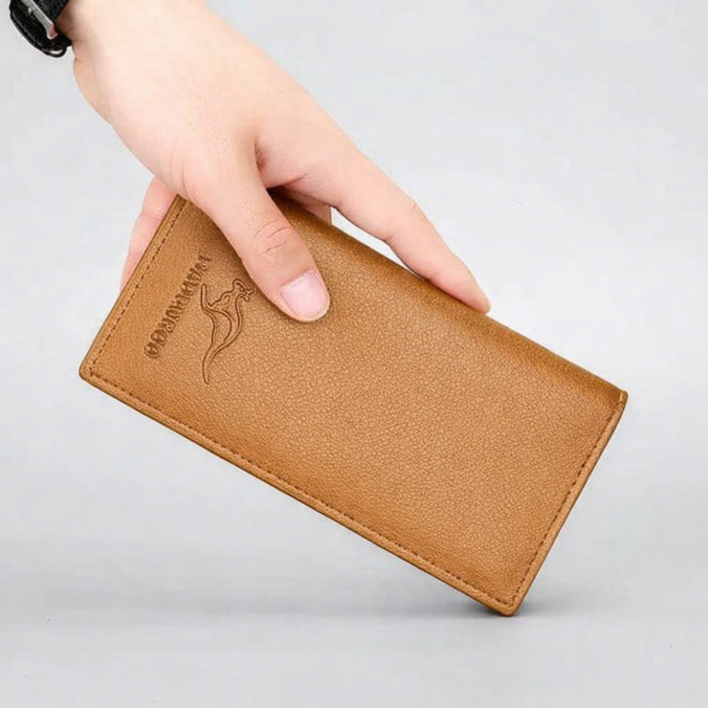 Kangaroo Long Bifold Wallet with RFID Protection – Slim Stylish Wallet for Men & Women Black